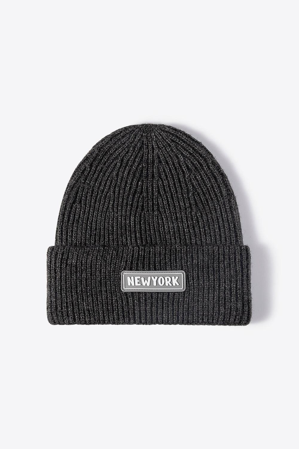 NEWYORK Patch Rib-Knit Cuffed Beanie BLUE ZONE PLANET