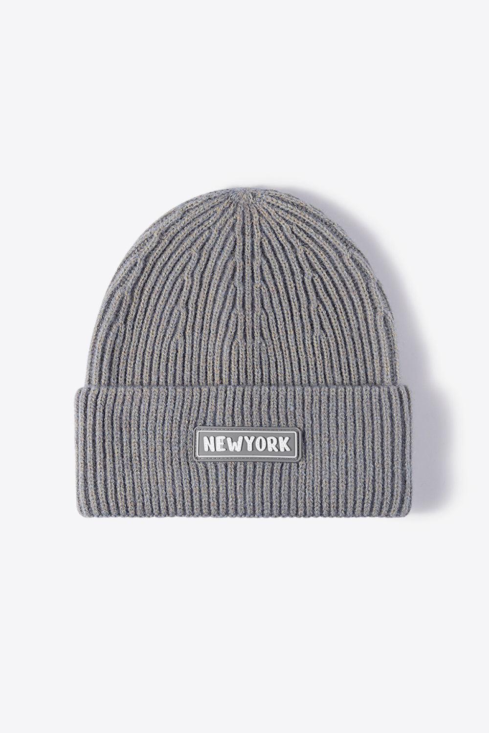 NEWYORK Patch Rib-Knit Cuffed Beanie BLUE ZONE PLANET