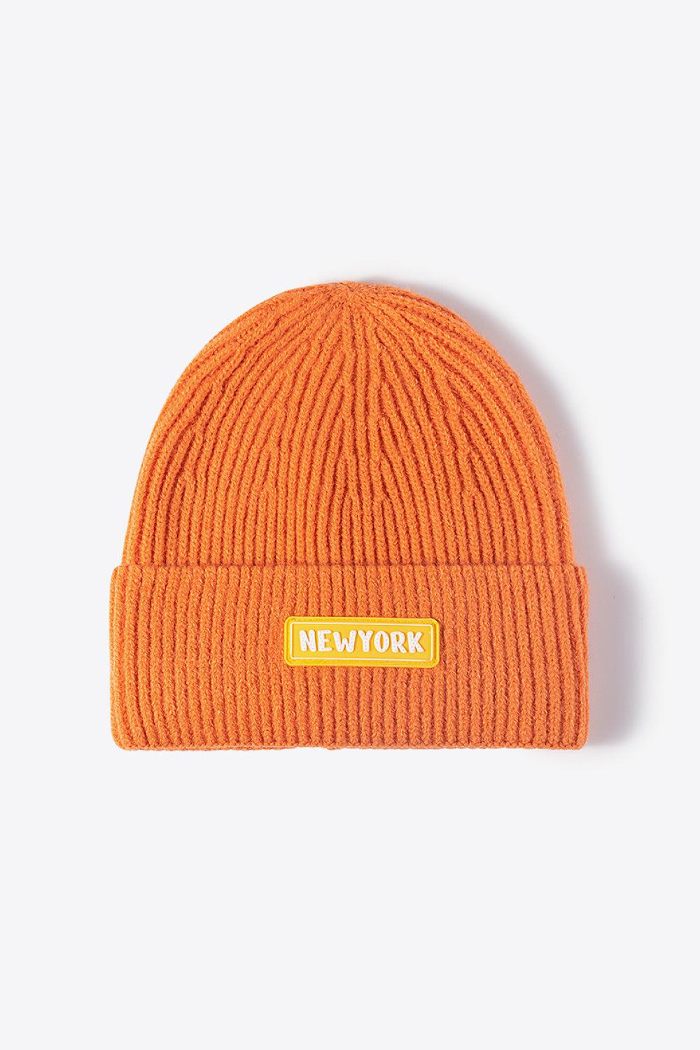 NEWYORK Patch Rib-Knit Cuffed Beanie BLUE ZONE PLANET