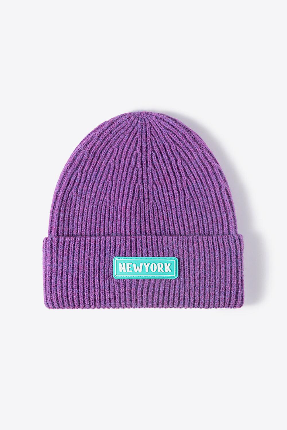 NEWYORK Patch Rib-Knit Cuffed Beanie BLUE ZONE PLANET
