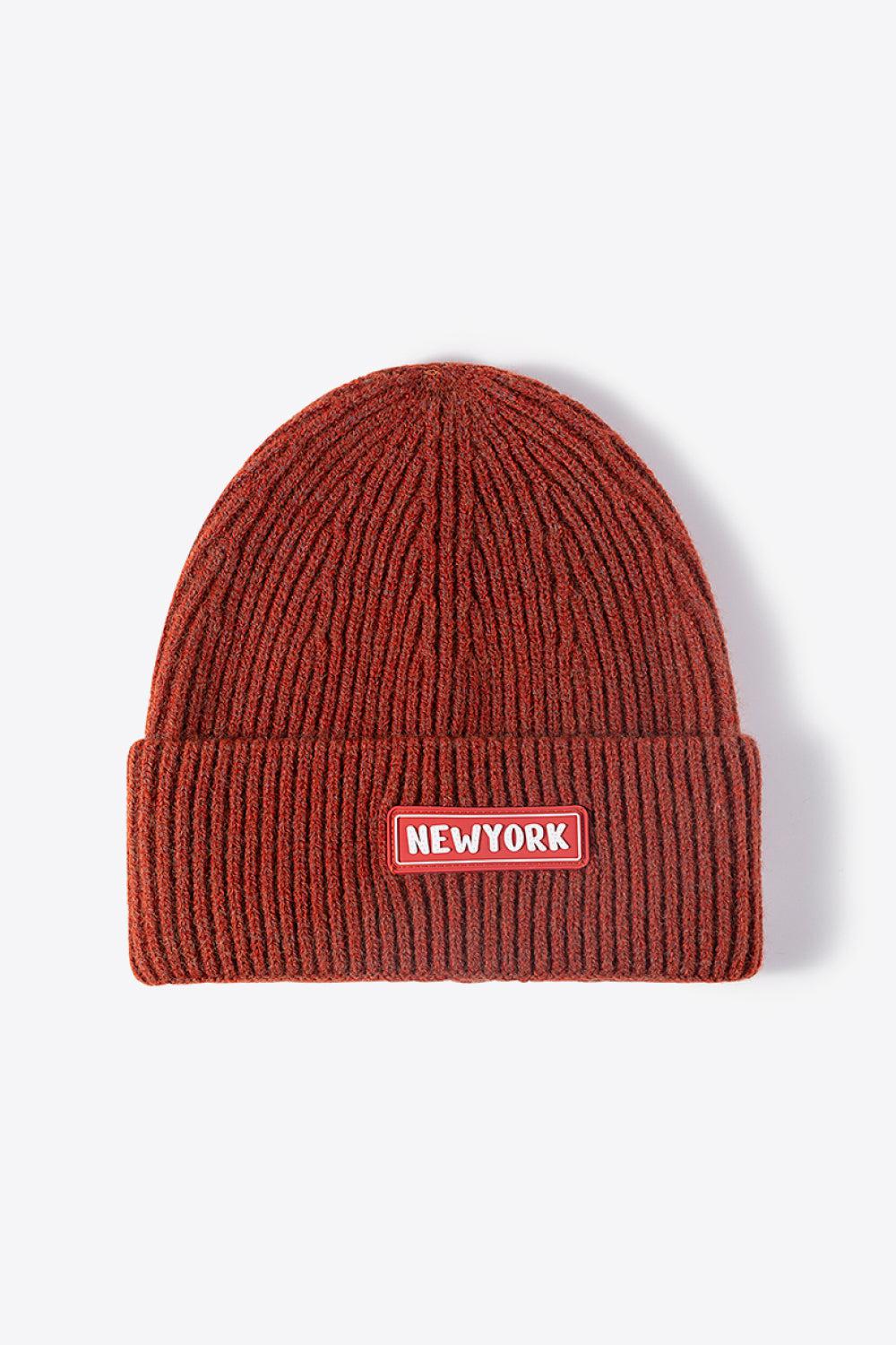 NEWYORK Patch Rib-Knit Cuffed Beanie BLUE ZONE PLANET