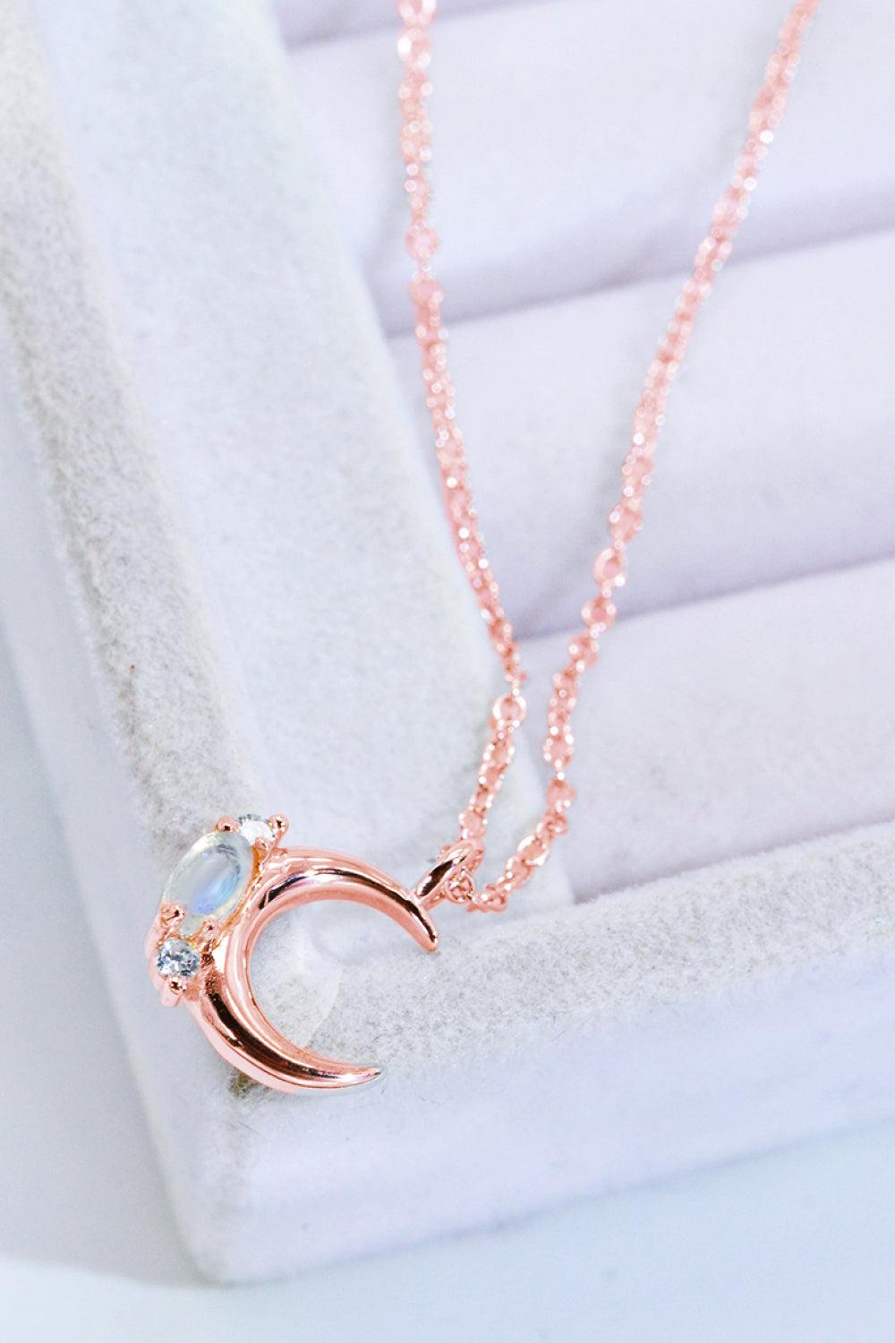 Natural Moonstone Moon Pendant Necklace BLUE ZONE PLANET