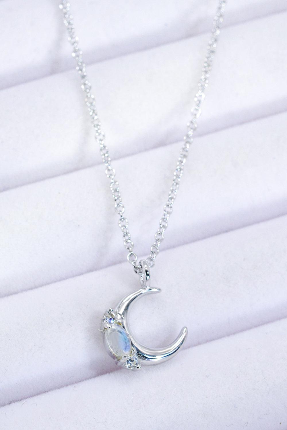 Natural Moonstone Moon Pendant Necklace BLUE ZONE PLANET