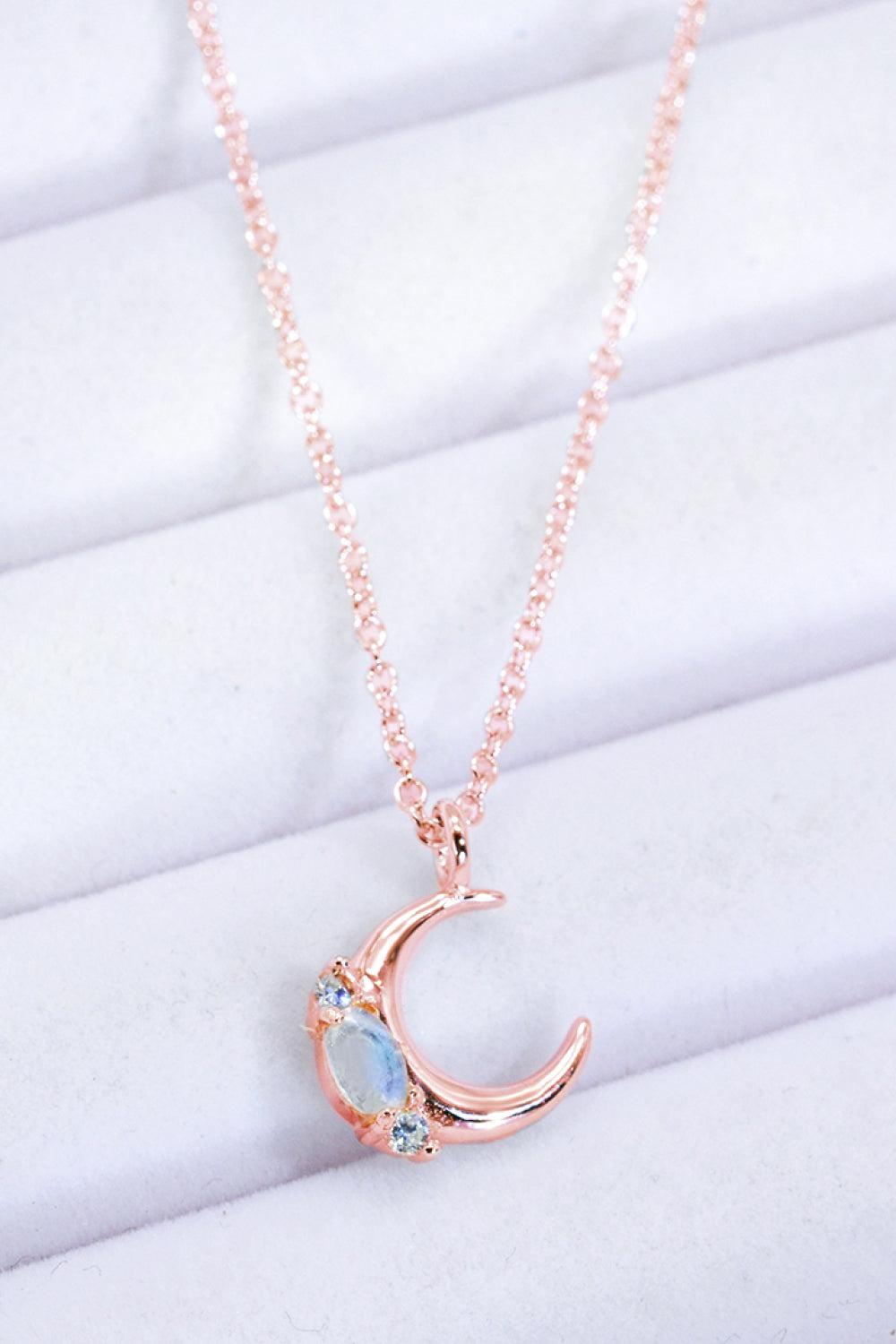 Natural Moonstone Moon Pendant Necklace BLUE ZONE PLANET