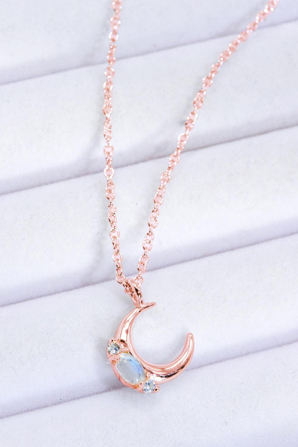 Natural Moonstone Moon Pendant Necklace BLUE ZONE PLANET