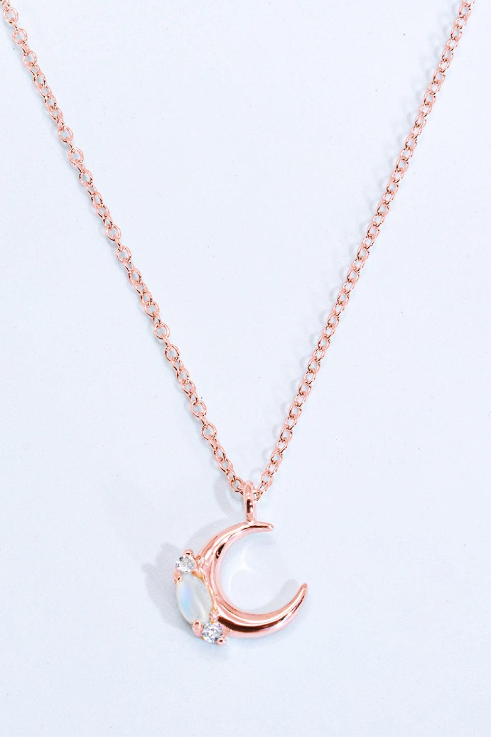 Natural Moonstone Moon Pendant Necklace BLUE ZONE PLANET