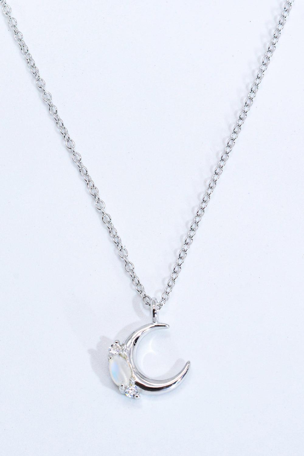 Natural Moonstone Moon Pendant Necklace BLUE ZONE PLANET