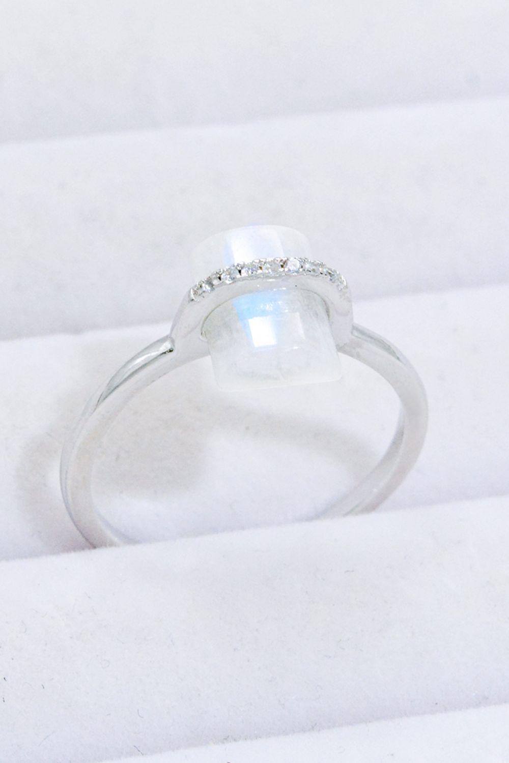 Natural Moonstone Platinum-Plated Ring BLUE ZONE PLANET