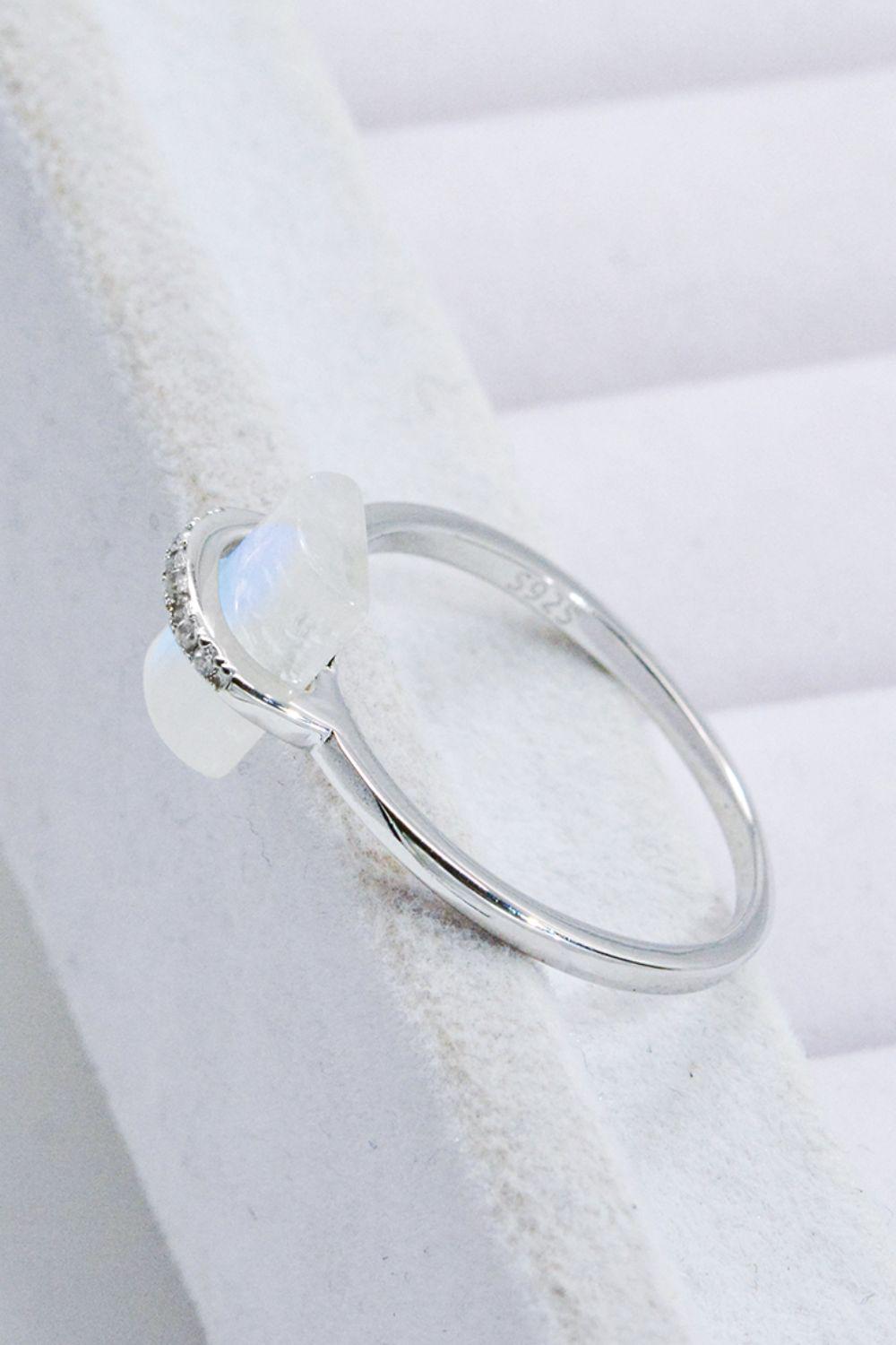 Natural Moonstone Platinum-Plated Ring BLUE ZONE PLANET