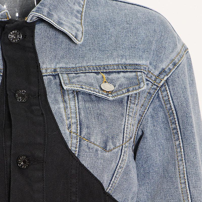 New Style Splicing Short Denim Jacket and High Waist Jeans BLUE ZONE PLANET