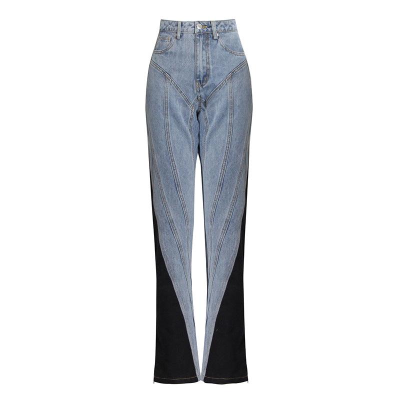 New Style Splicing Short Denim Jacket and High Waist Jeans BLUE ZONE PLANET