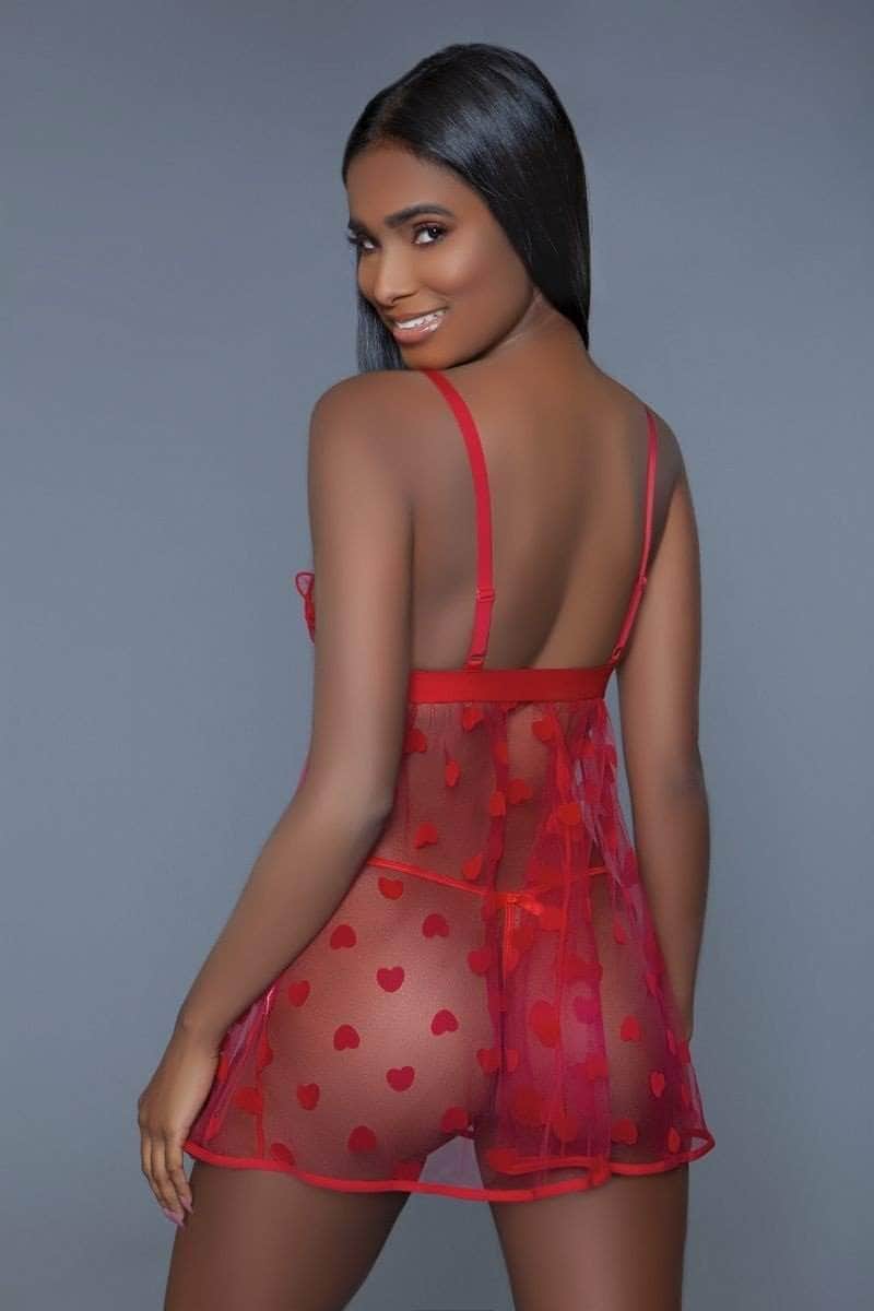 One-Piece Fine Mesh Heart Designed Slip Dress Blue Zone Planet