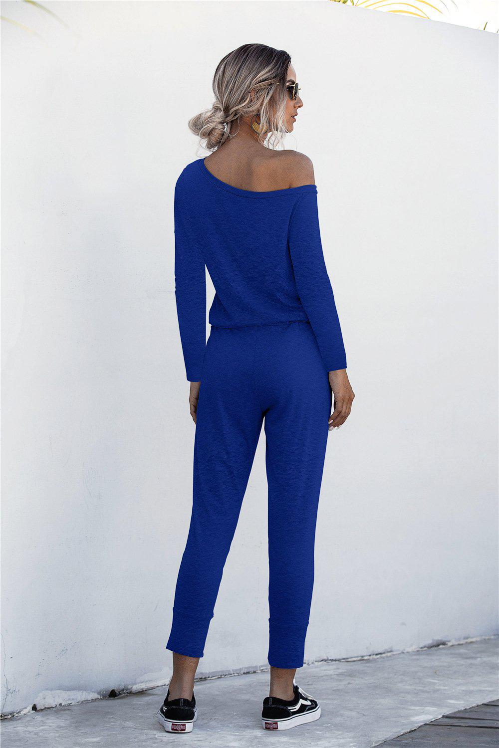 One Shoulder Tied Jumpsuit BLUE ZONE PLANET