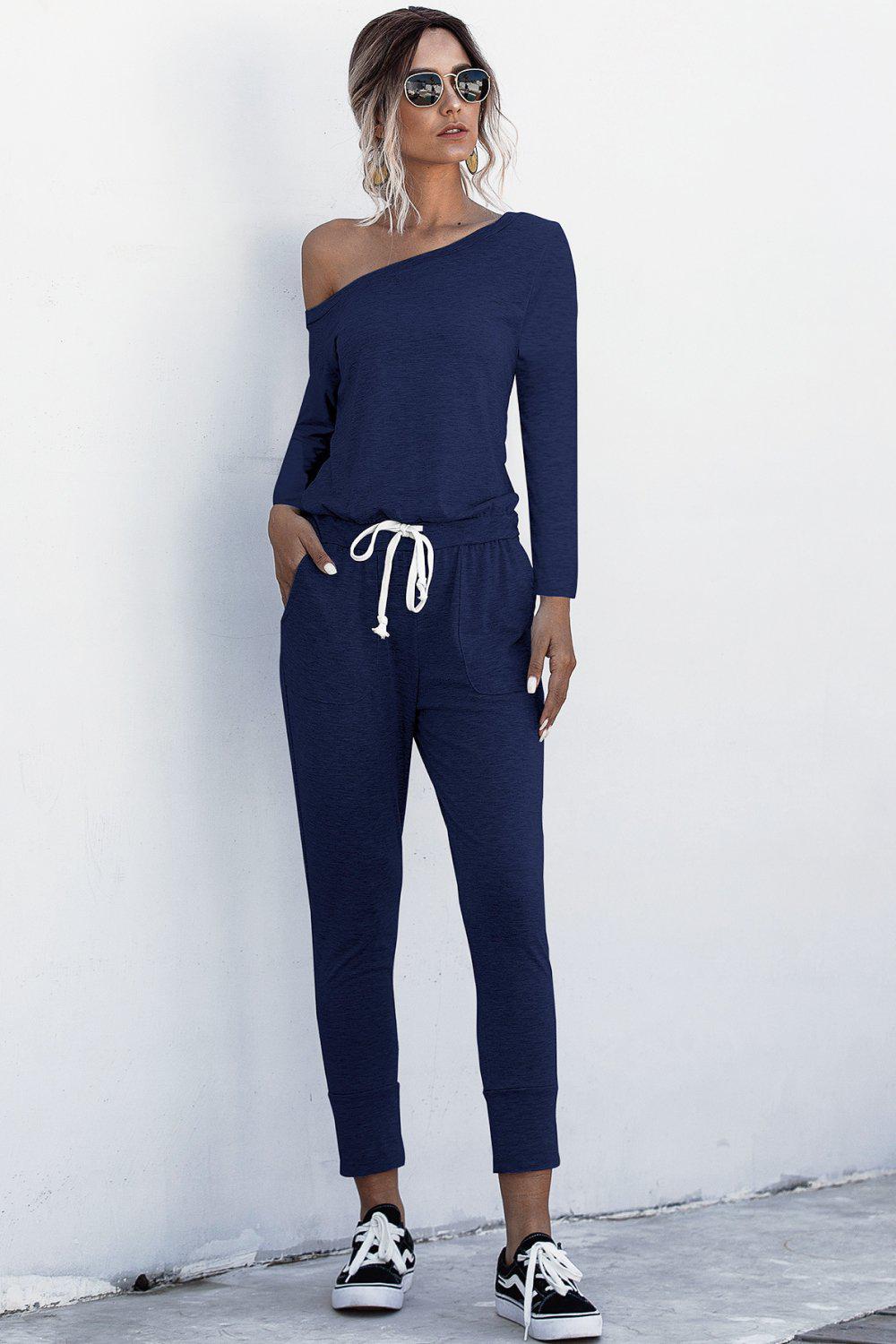One Shoulder Tied Jumpsuit BLUE ZONE PLANET
