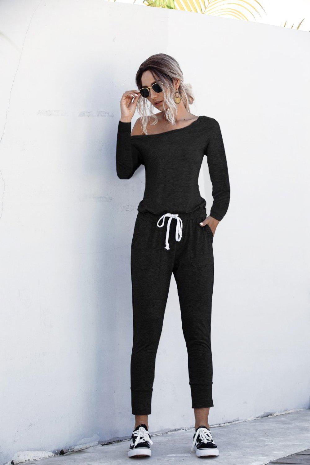 One Shoulder Tied Jumpsuit BLUE ZONE PLANET