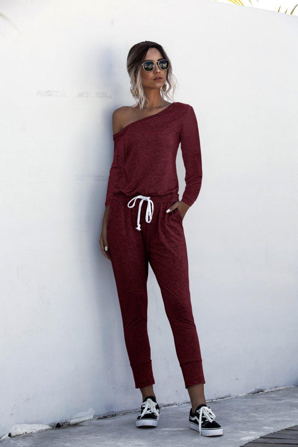 One Shoulder Tied Jumpsuit BLUE ZONE PLANET