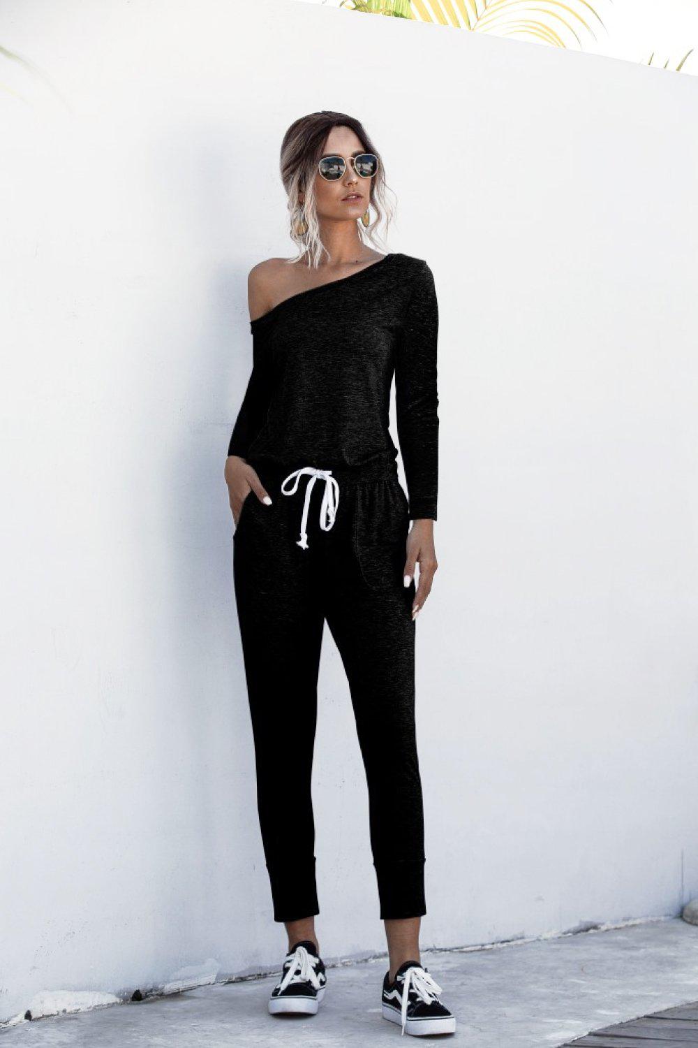 One Shoulder Tied Jumpsuit BLUE ZONE PLANET