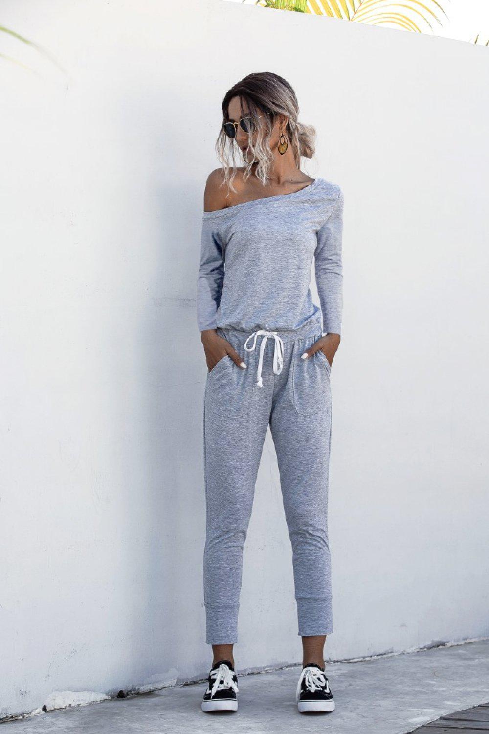 One Shoulder Tied Jumpsuit BLUE ZONE PLANET