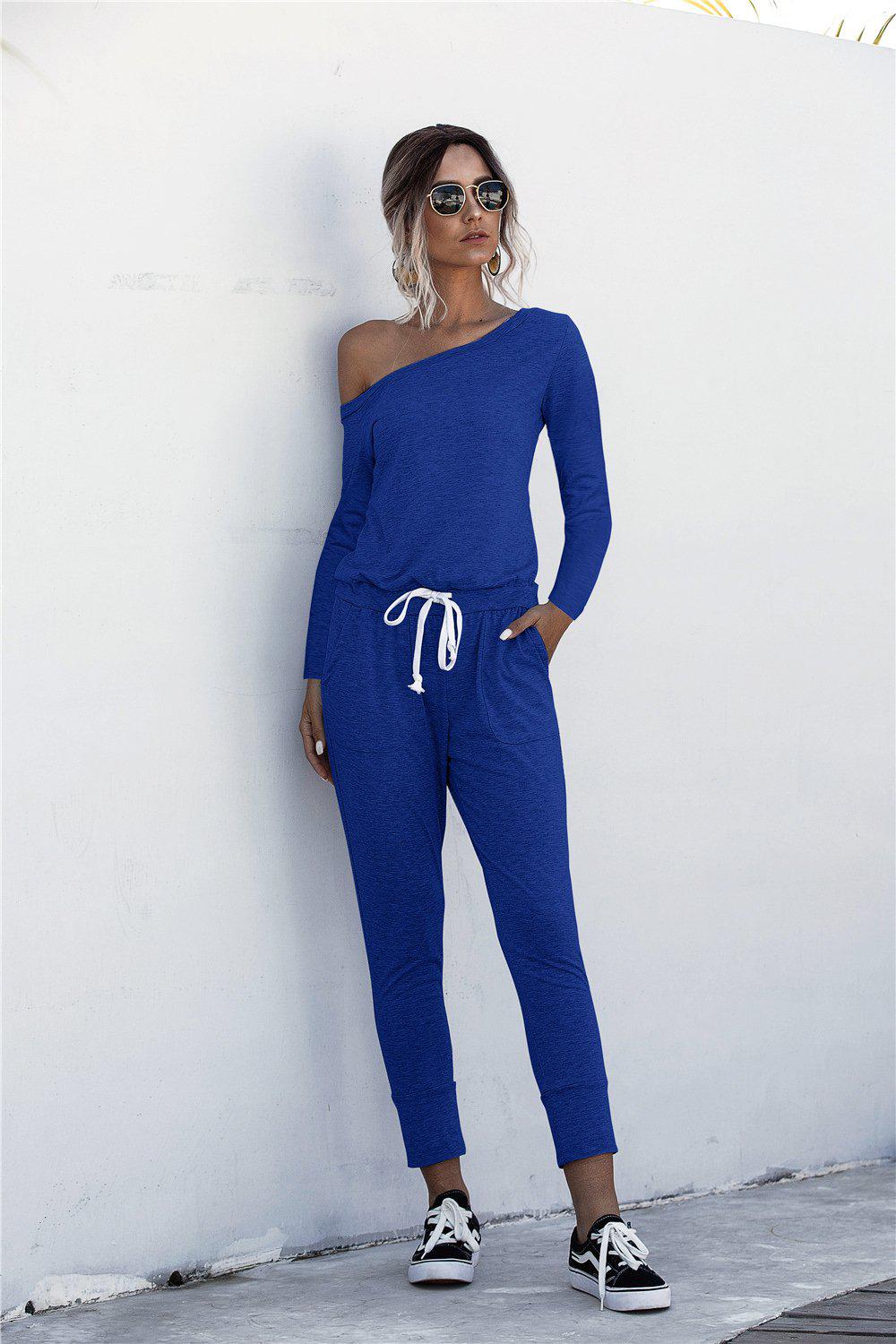 One Shoulder Tied Jumpsuit BLUE ZONE PLANET