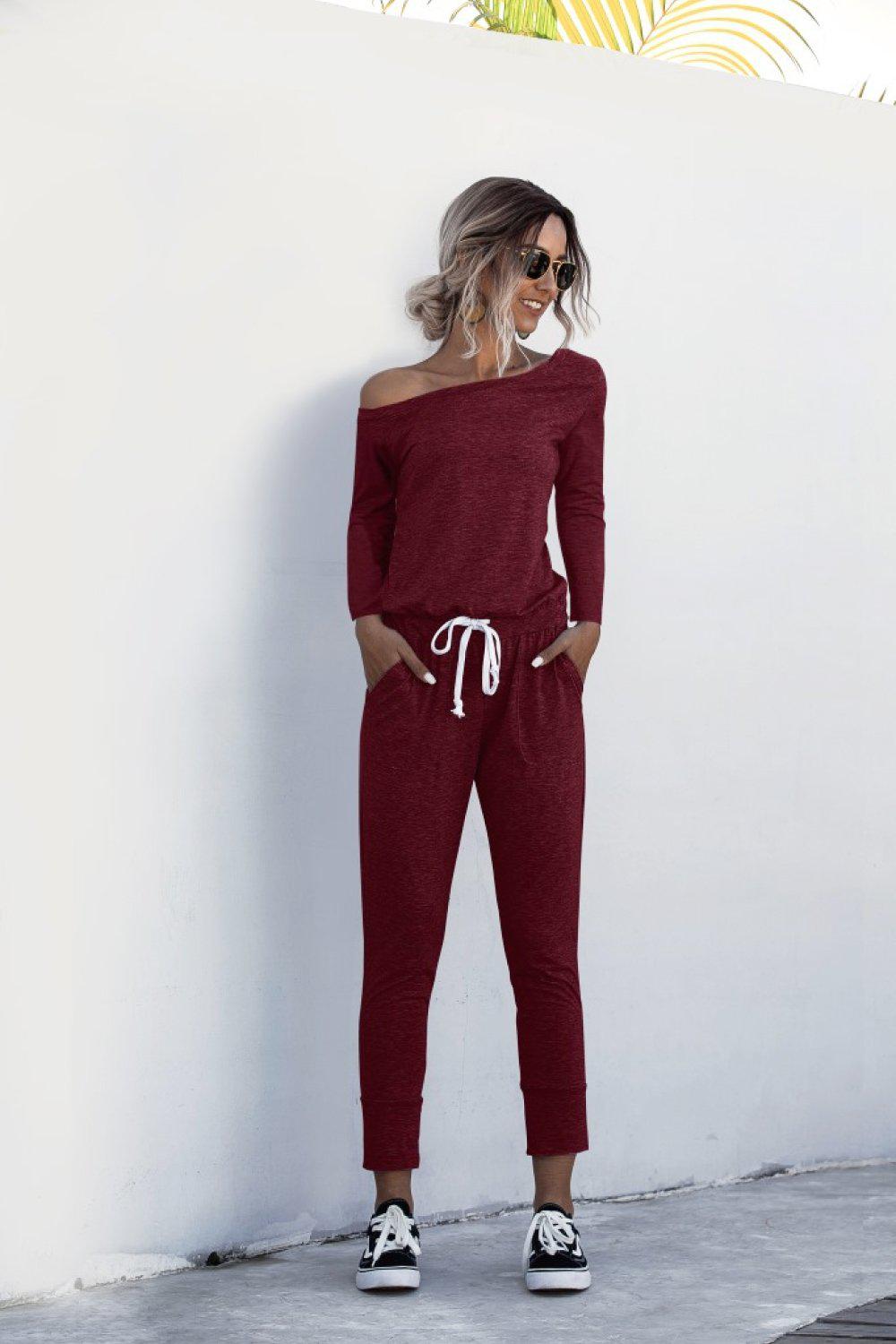 One Shoulder Tied Jumpsuit BLUE ZONE PLANET