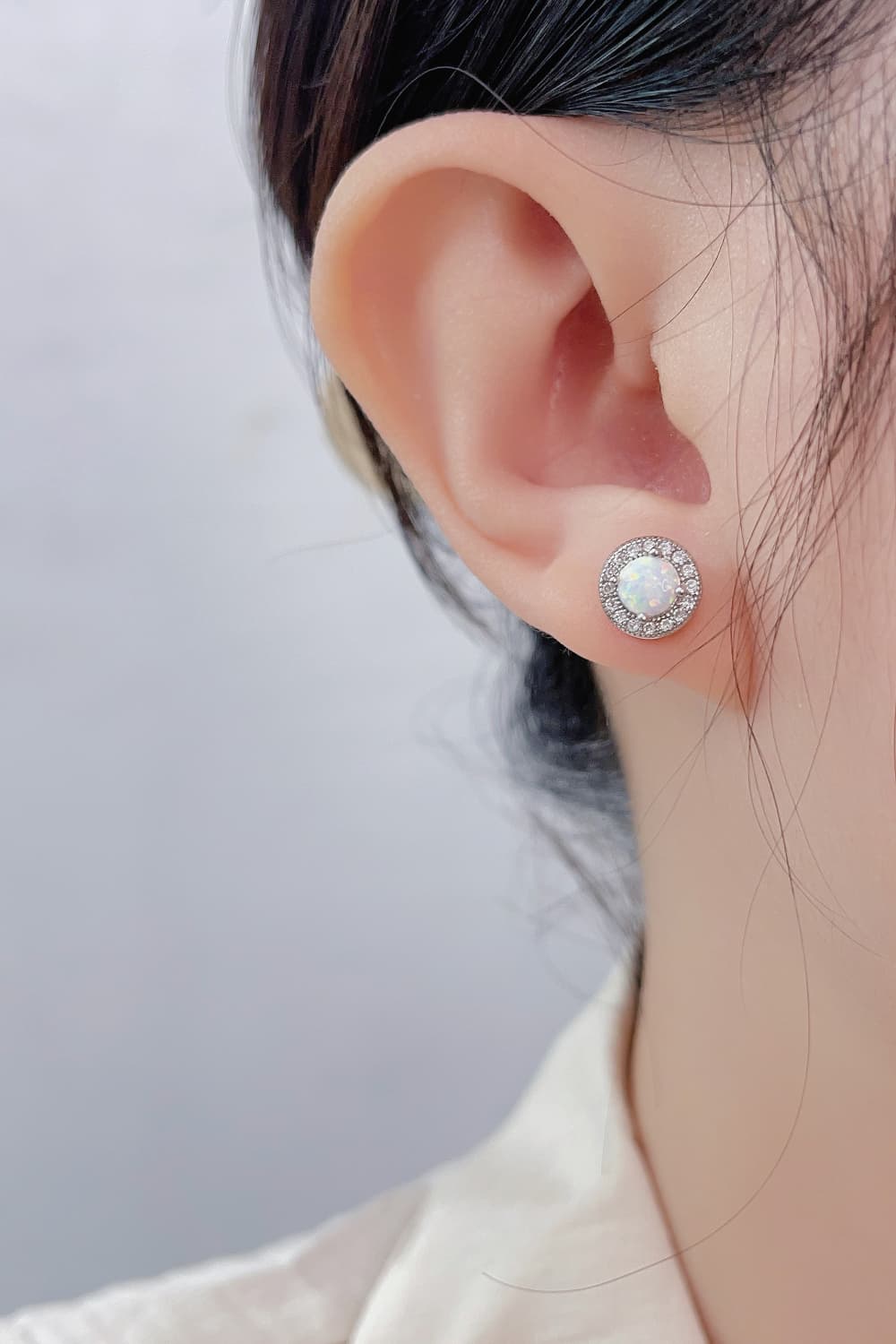 Opal 4-Prong Round Stud Earrings BLUE ZONE PLANET