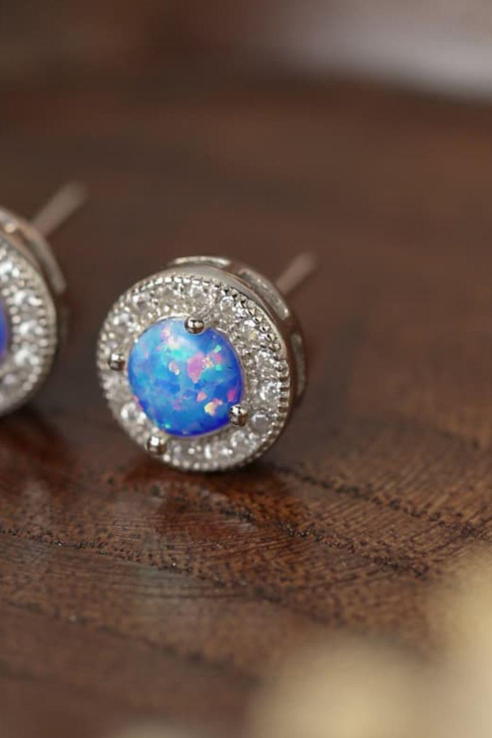 Opal 4-Prong Round Stud Earrings BLUE ZONE PLANET