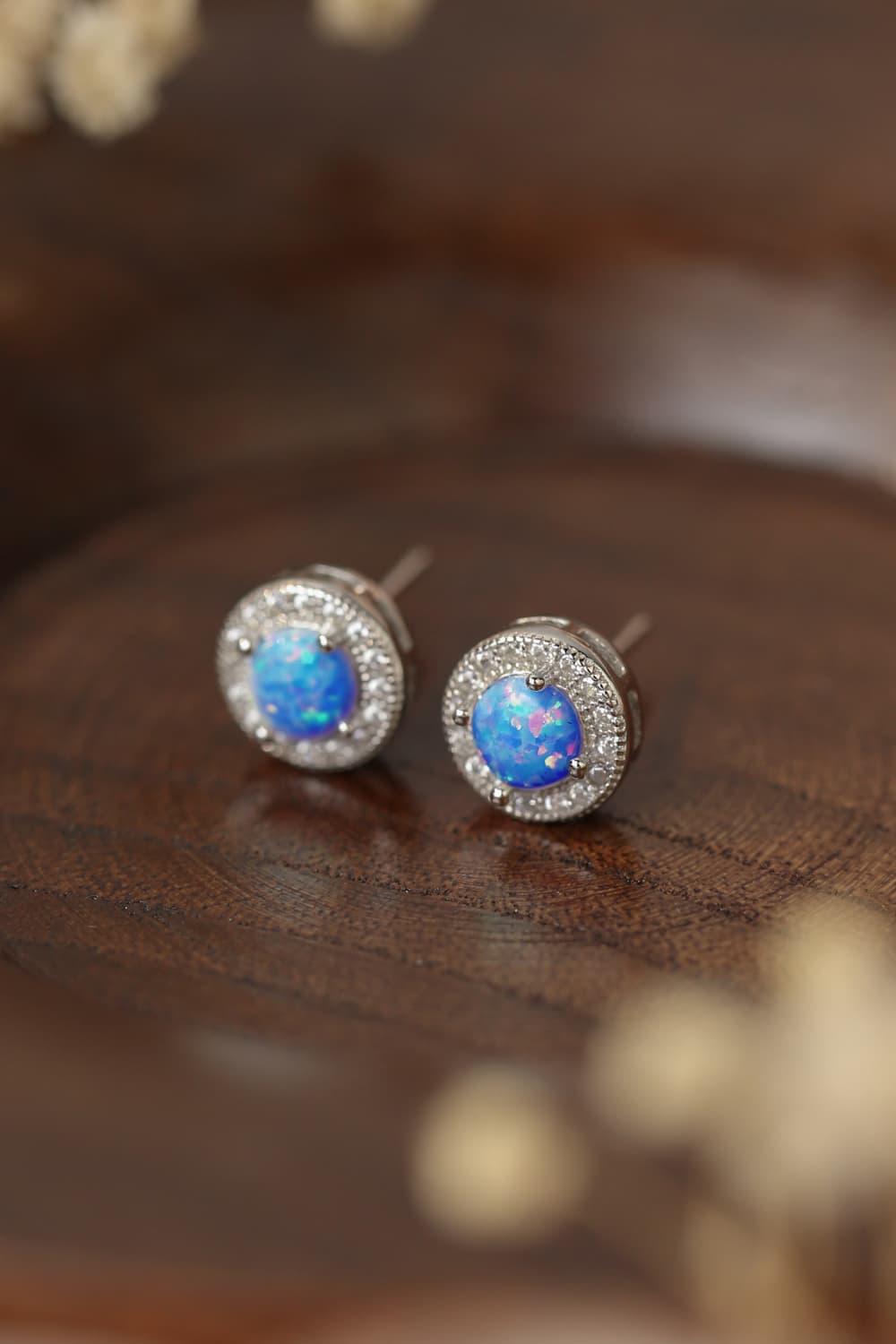Opal 4-Prong Round Stud Earrings BLUE ZONE PLANET