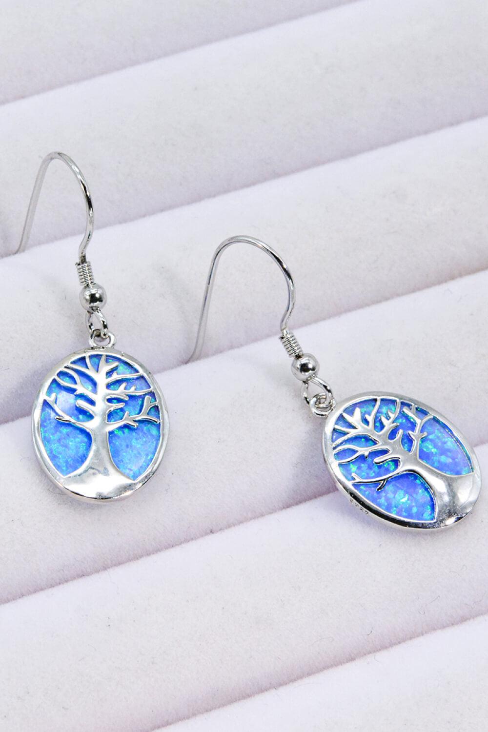 Opal Blue Platinum-Plated Drop Earrings BLUE ZONE PLANET