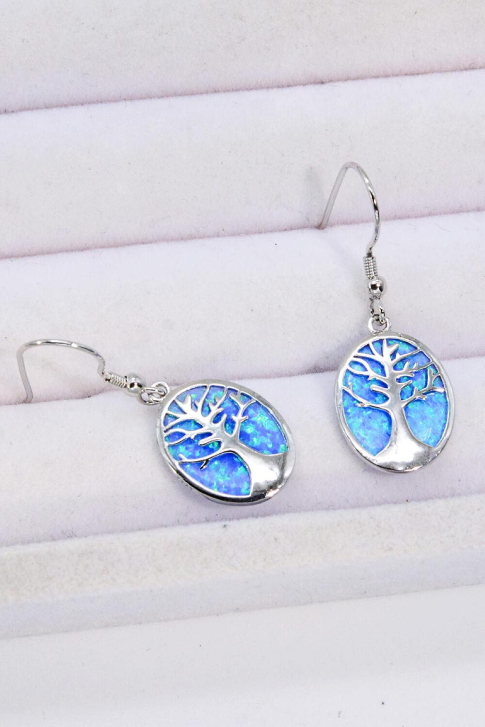 Opal Blue Platinum-Plated Drop Earrings BLUE ZONE PLANET