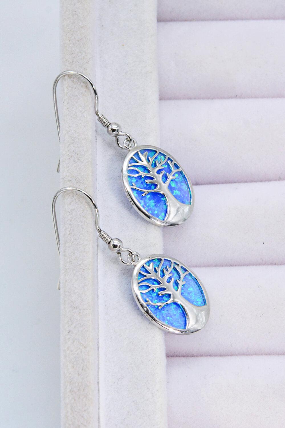 Opal Blue Platinum-Plated Drop Earrings BLUE ZONE PLANET