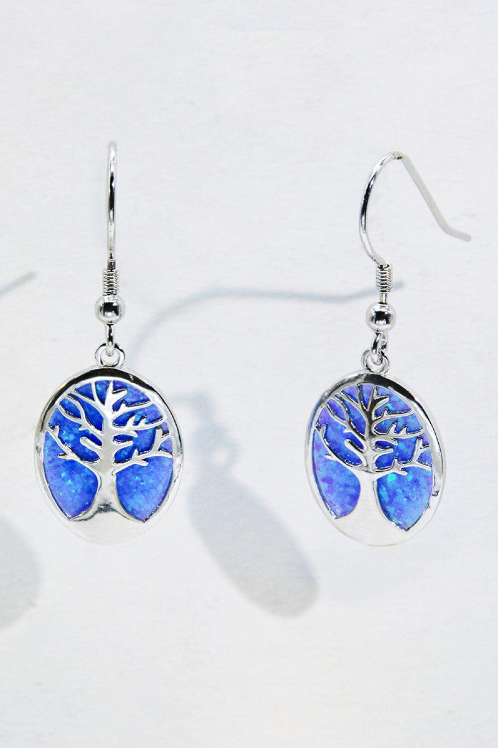 Opal Blue Platinum-Plated Drop Earrings BLUE ZONE PLANET