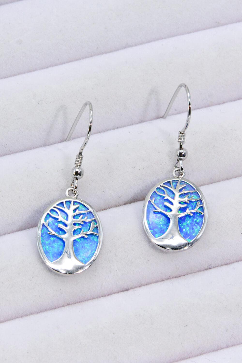 Opal Blue Platinum-Plated Drop Earrings BLUE ZONE PLANET
