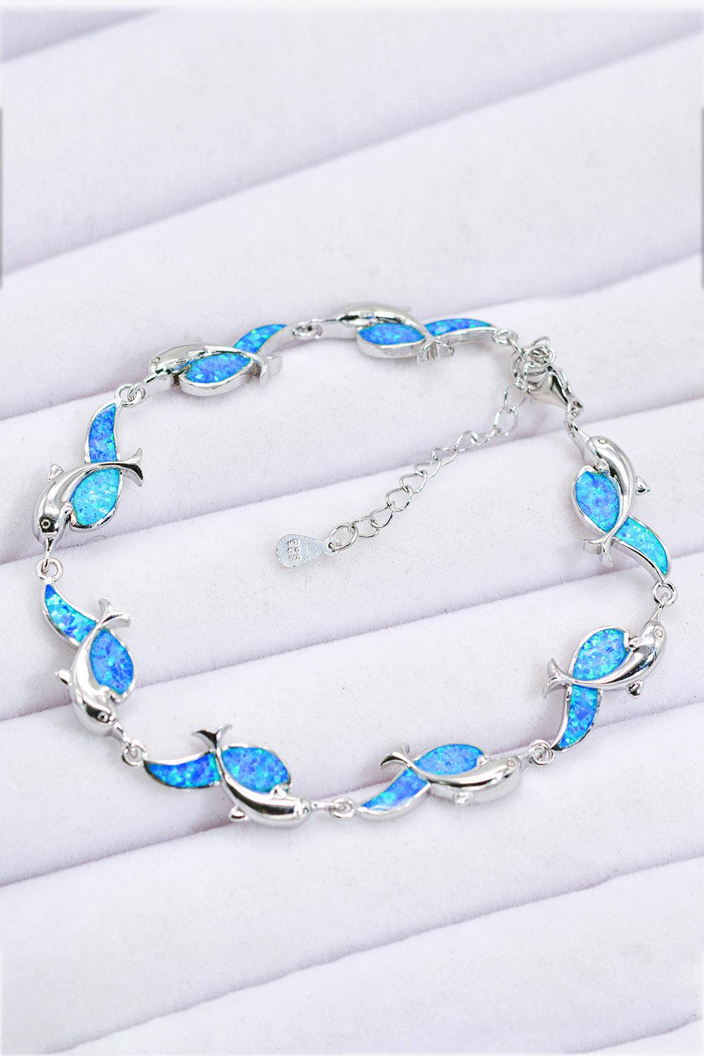 Opal Dolphin 925 Sterling Silver Bracelet BLUE ZONE PLANET