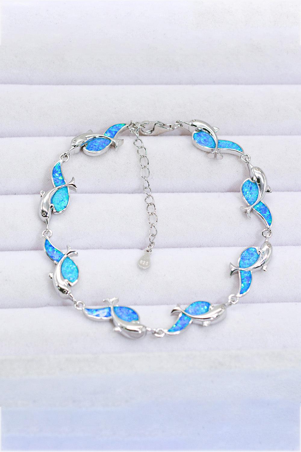 Opal Dolphin 925 Sterling Silver Bracelet BLUE ZONE PLANET