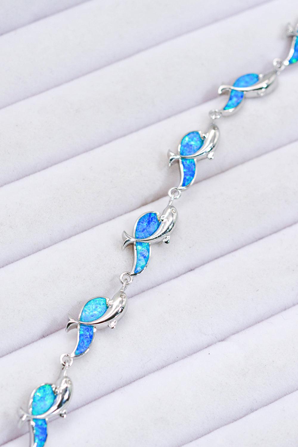 Opal Dolphin 925 Sterling Silver Bracelet BLUE ZONE PLANET