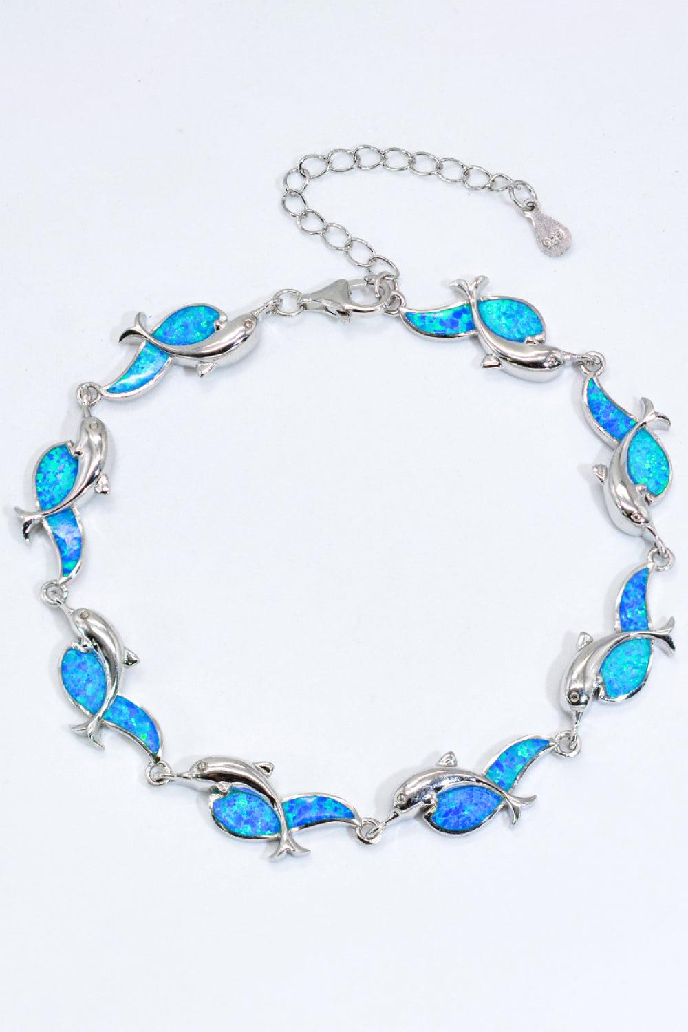 Opal Dolphin 925 Sterling Silver Bracelet BLUE ZONE PLANET