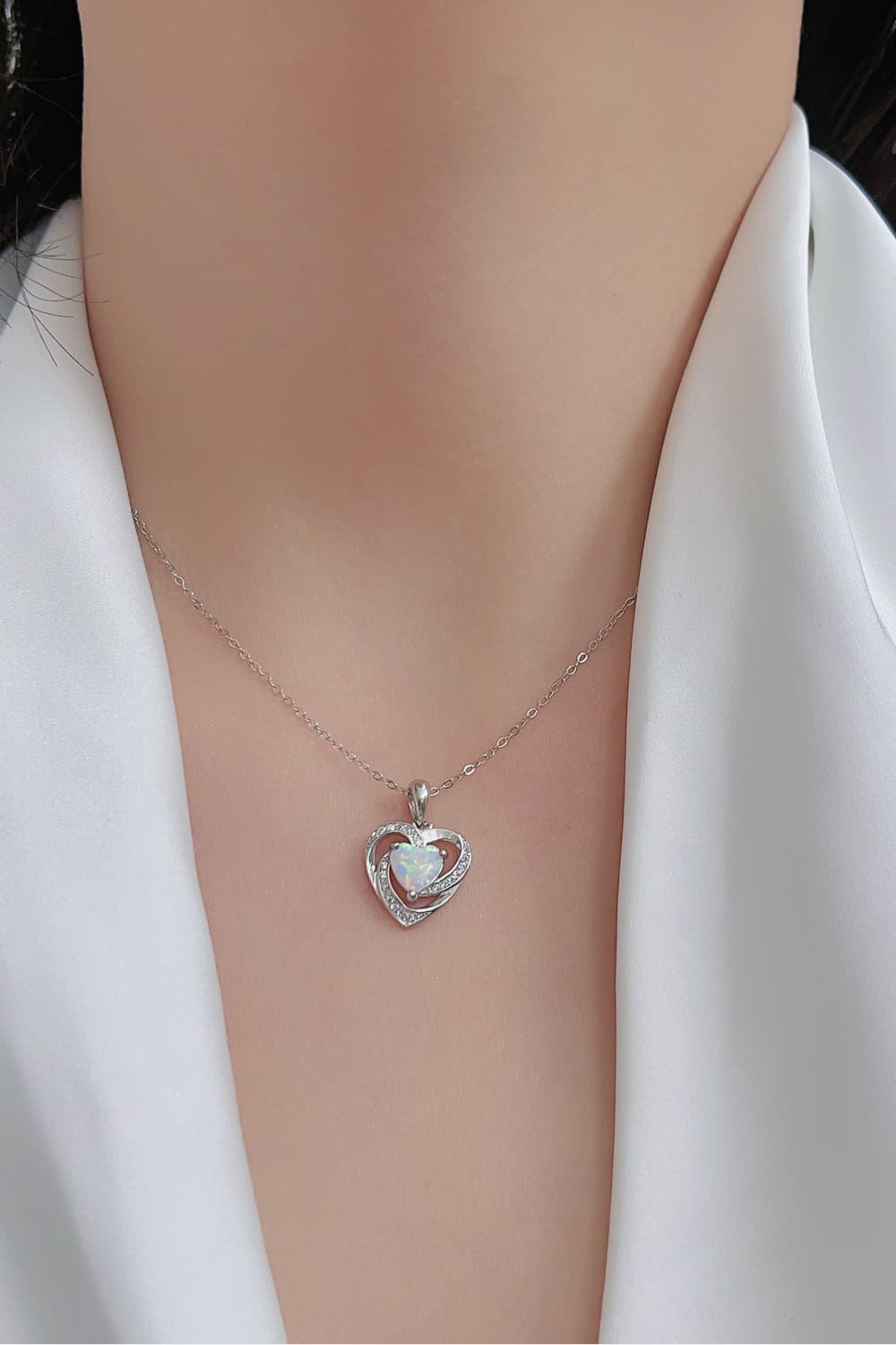 Opal Heart Pendant Necklace BLUE ZONE PLANET