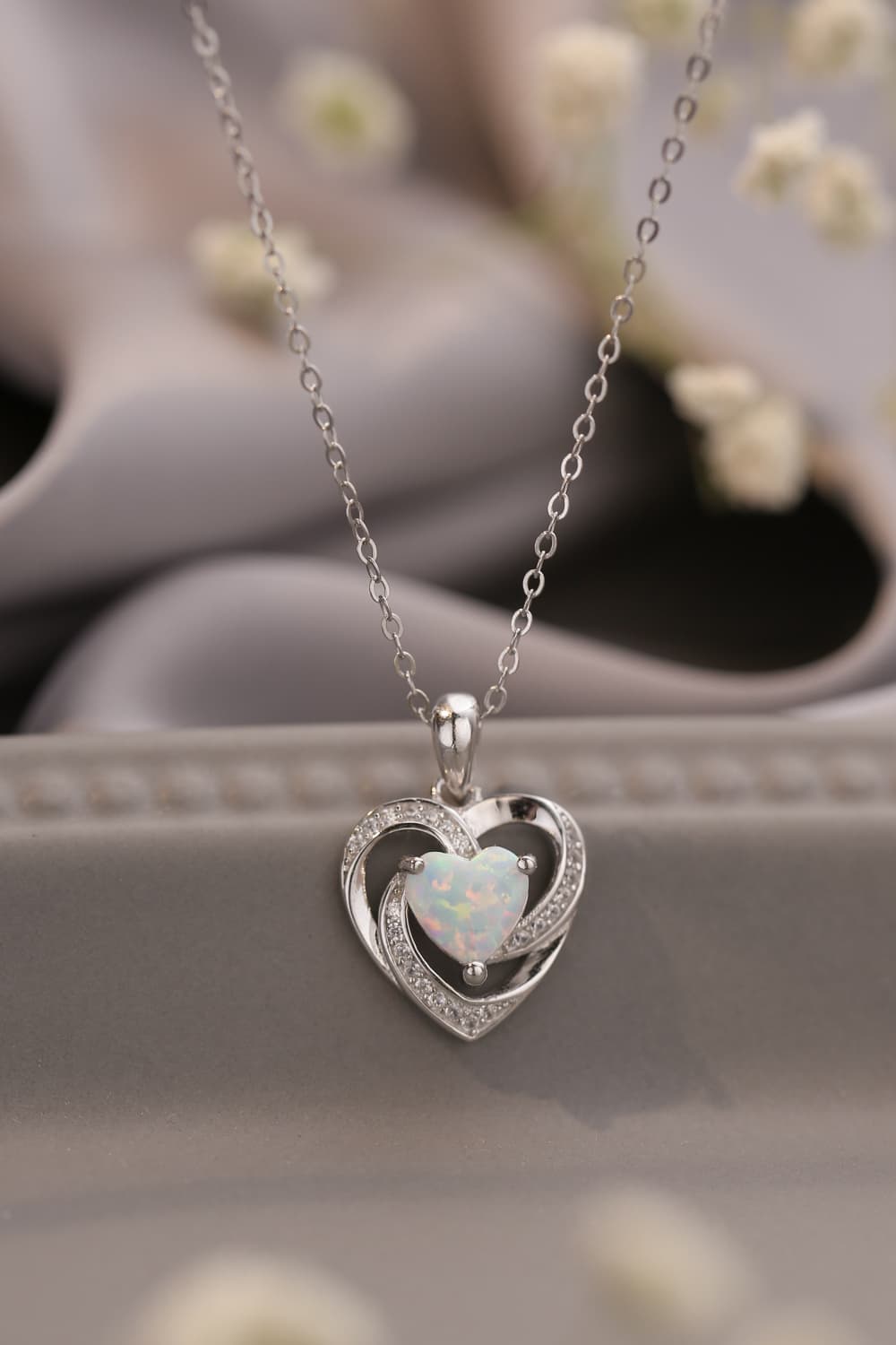 Opal Heart Pendant Necklace BLUE ZONE PLANET