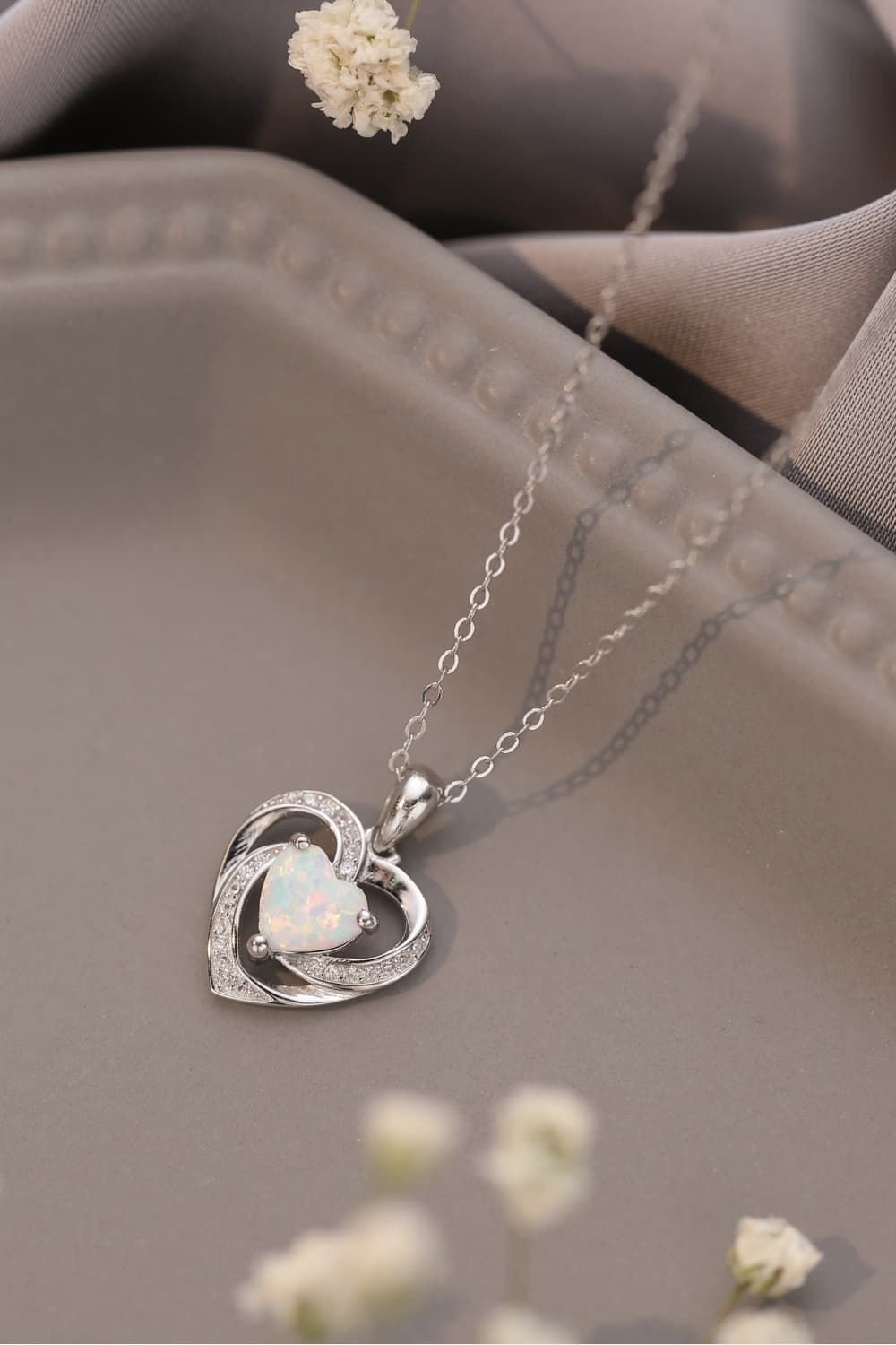 Opal Heart Pendant Necklace BLUE ZONE PLANET