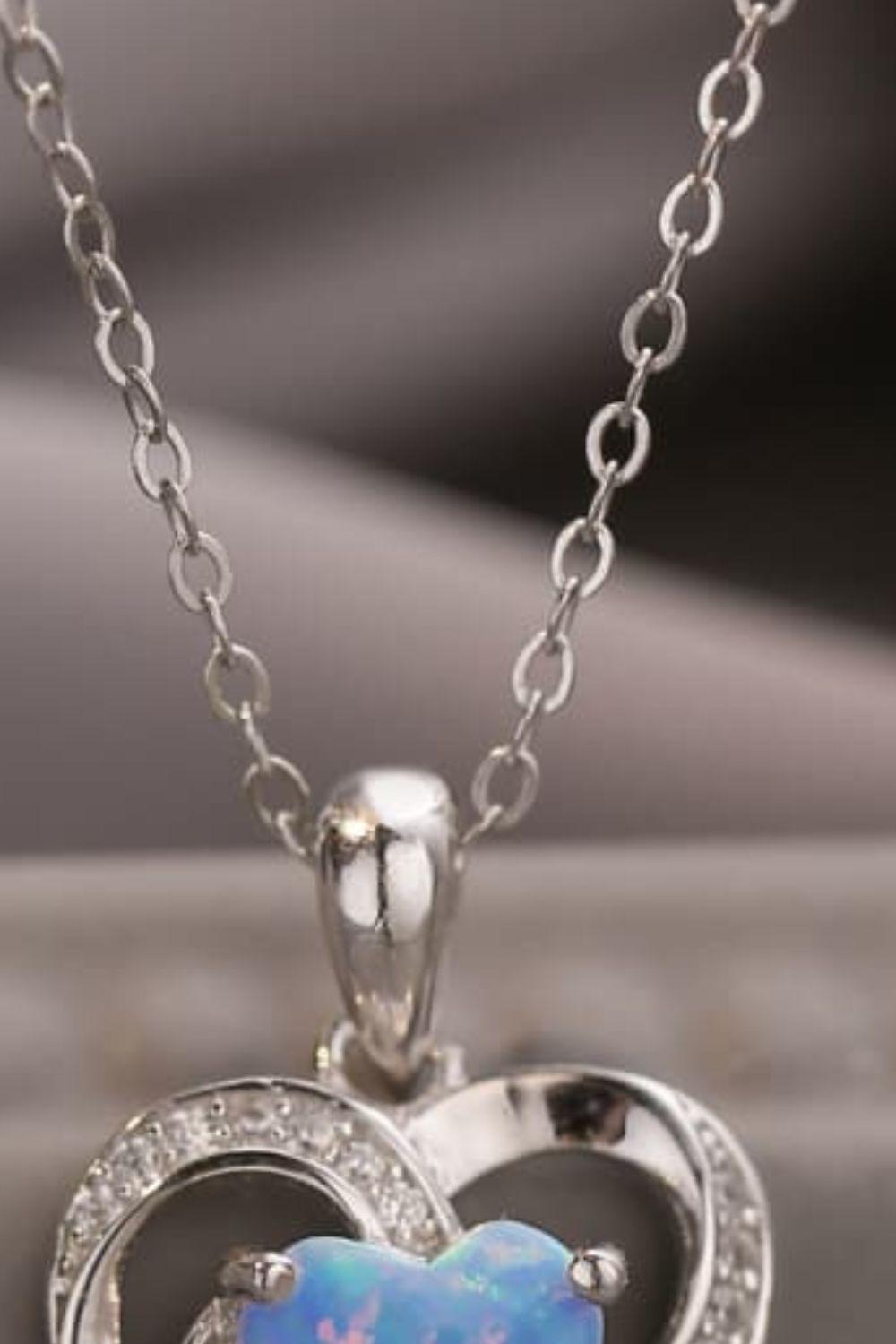 Opal Heart Pendant Necklace BLUE ZONE PLANET