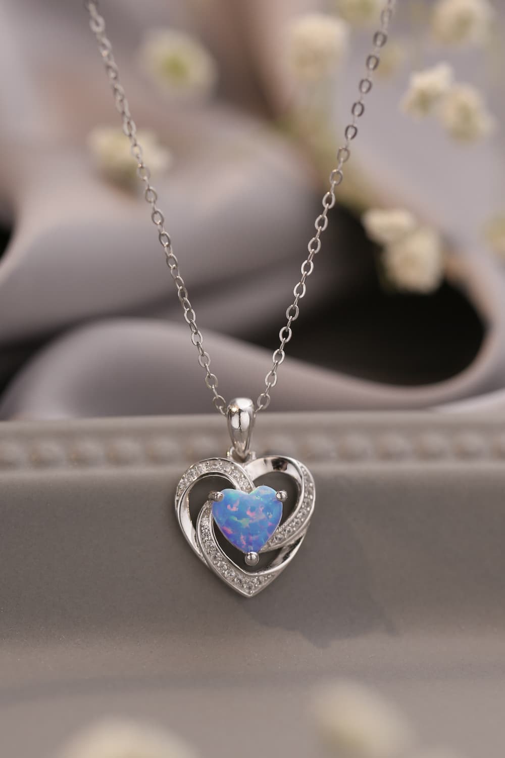 Opal Heart Pendant Necklace BLUE ZONE PLANET