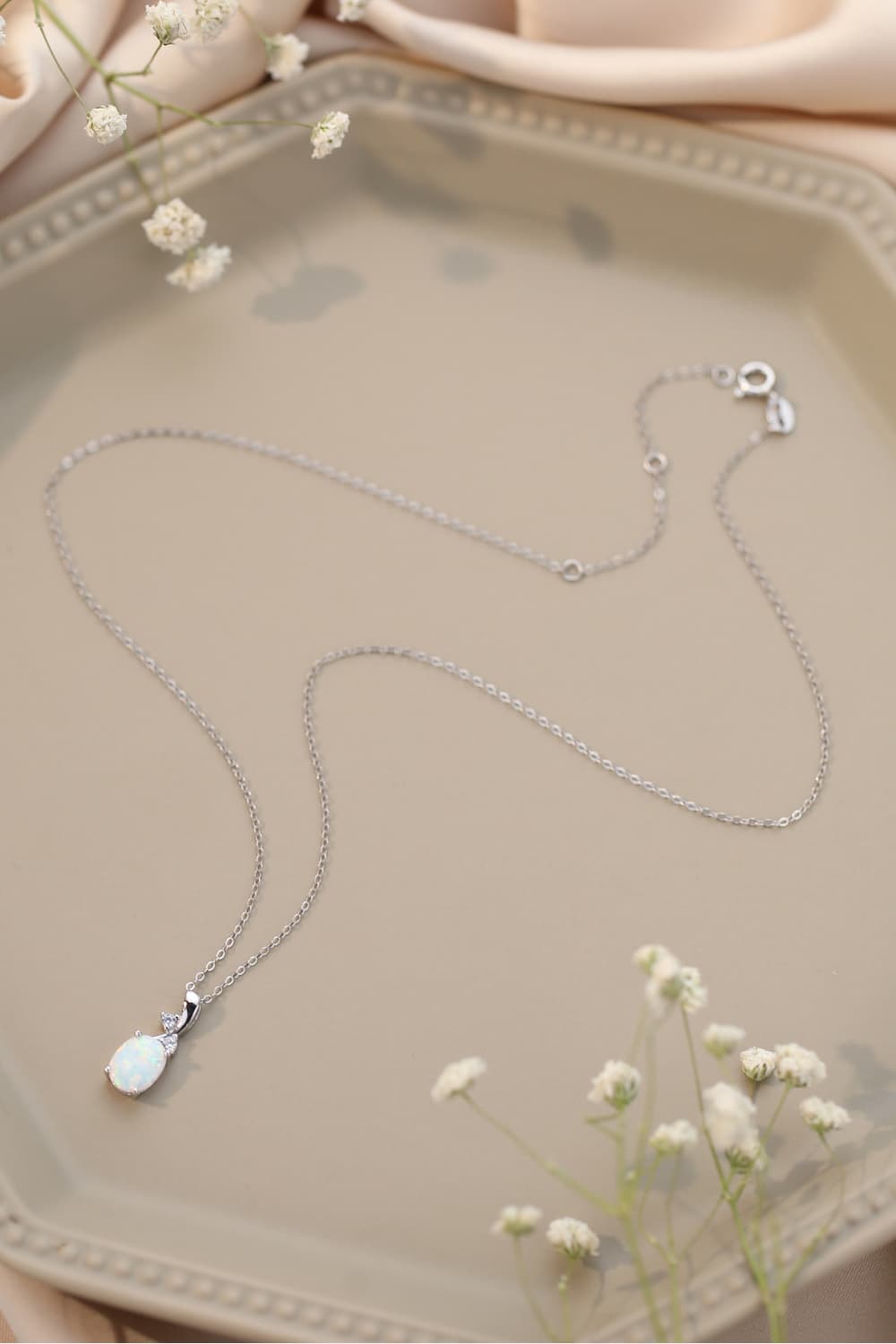 Opal Oval Pendant Chain Necklace BLUE ZONE PLANET