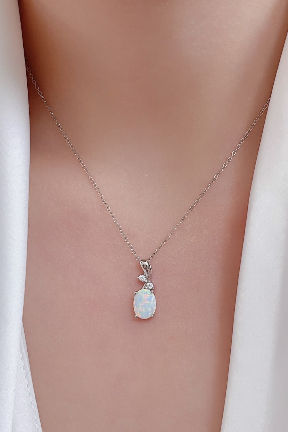 Opal Oval Pendant Chain Necklace BLUE ZONE PLANET