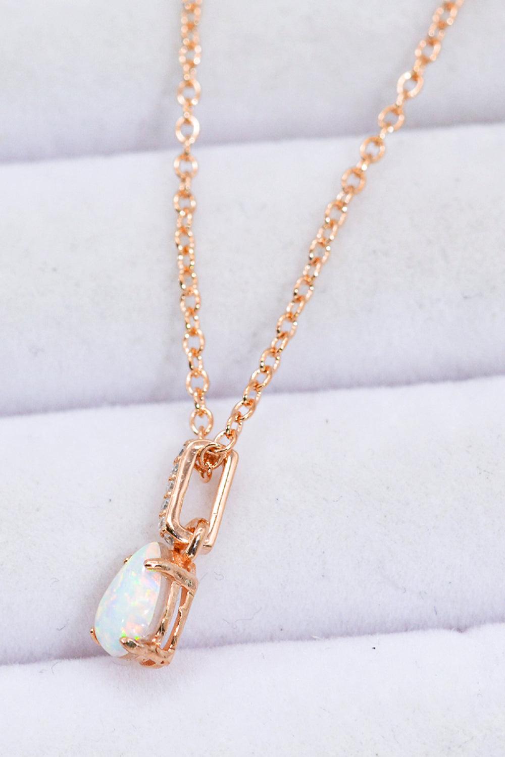Opal Pendant 925 Sterling Silver Chain-Link Necklace BLUE ZONE PLANET