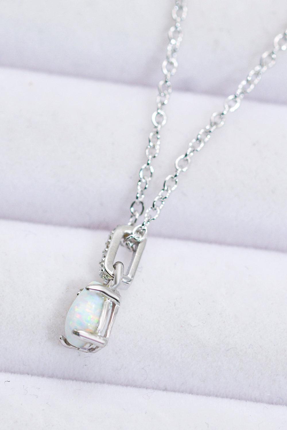Opal Pendant 925 Sterling Silver Chain-Link Necklace BLUE ZONE PLANET