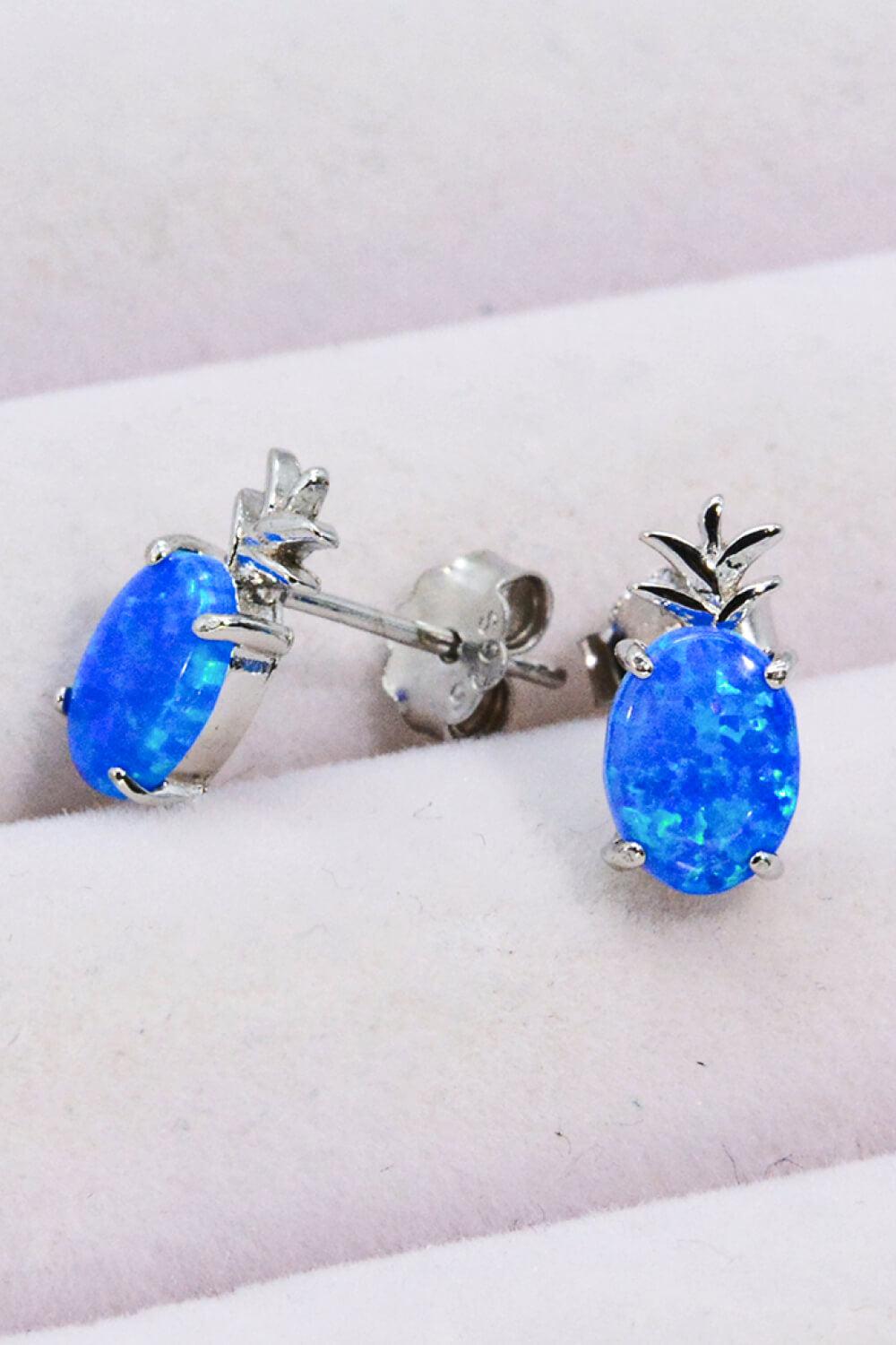 Opal Pineapple Platinum-Plated Earrings BLUE ZONE PLANET