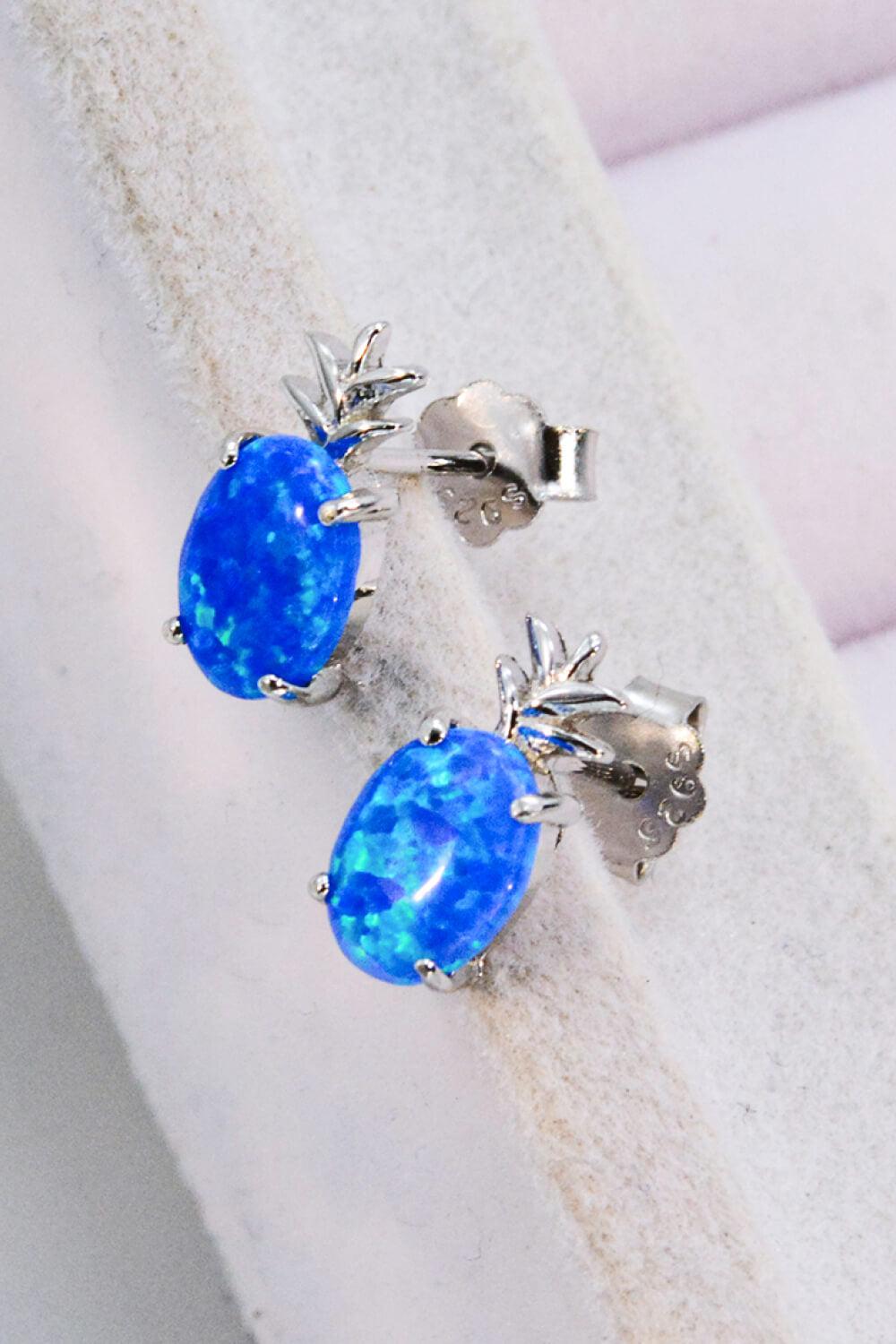 Opal Pineapple Platinum-Plated Earrings BLUE ZONE PLANET