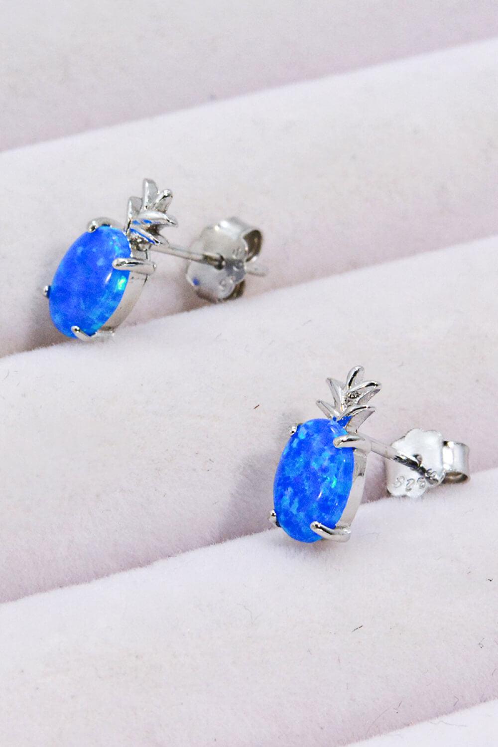Opal Pineapple Platinum-Plated Earrings BLUE ZONE PLANET