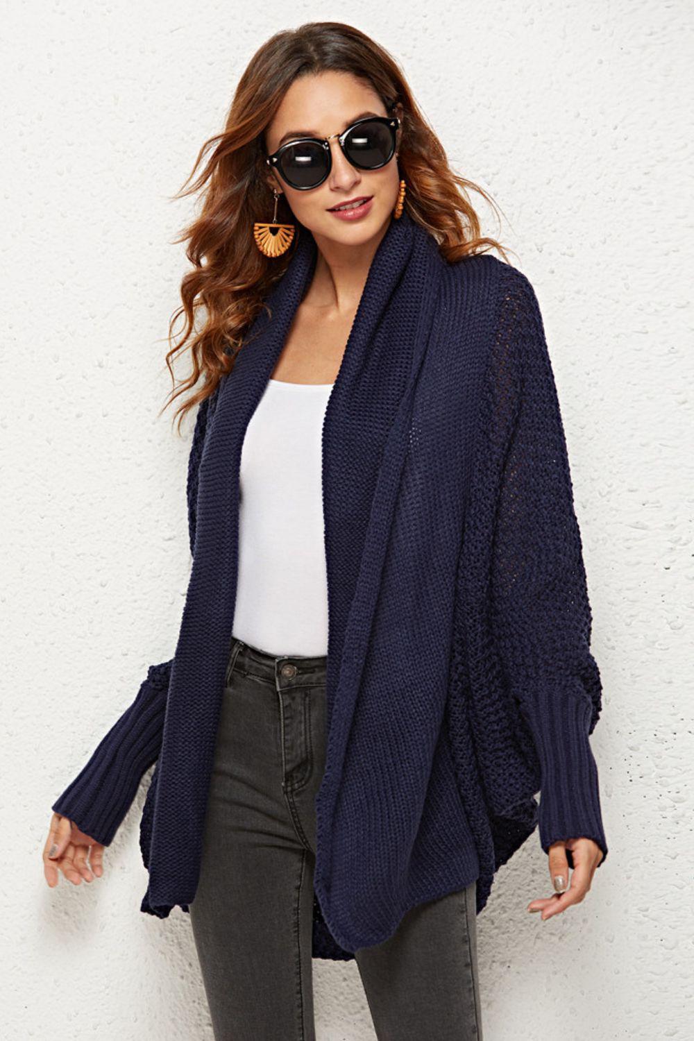 Open Front Dolman Sleeve Longline Cardigan BLUE ZONE PLANET