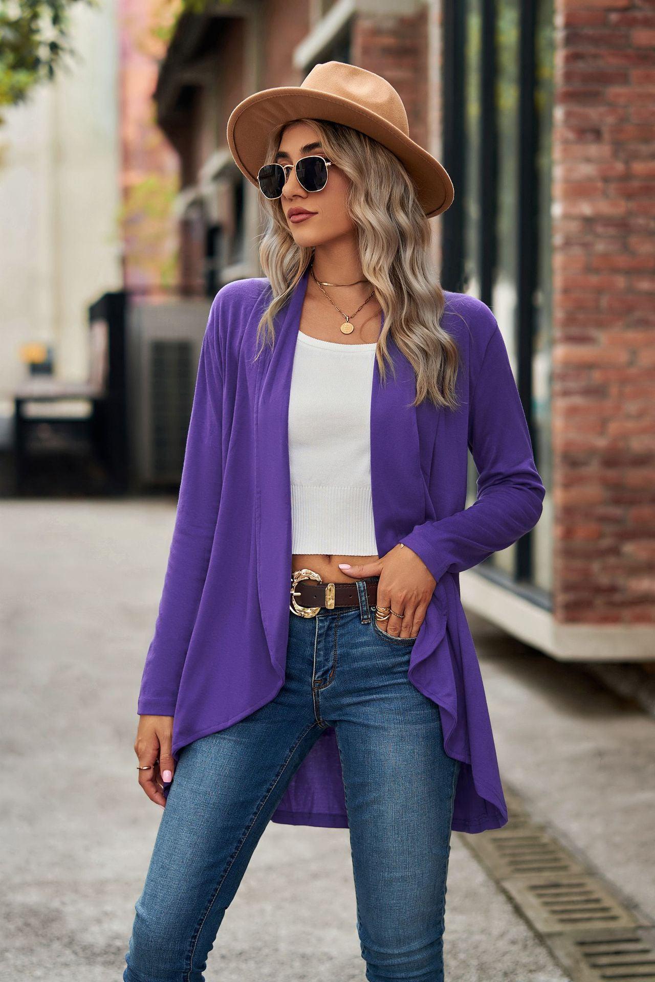 Open Front Long Sleeve Top BLUE ZONE PLANET